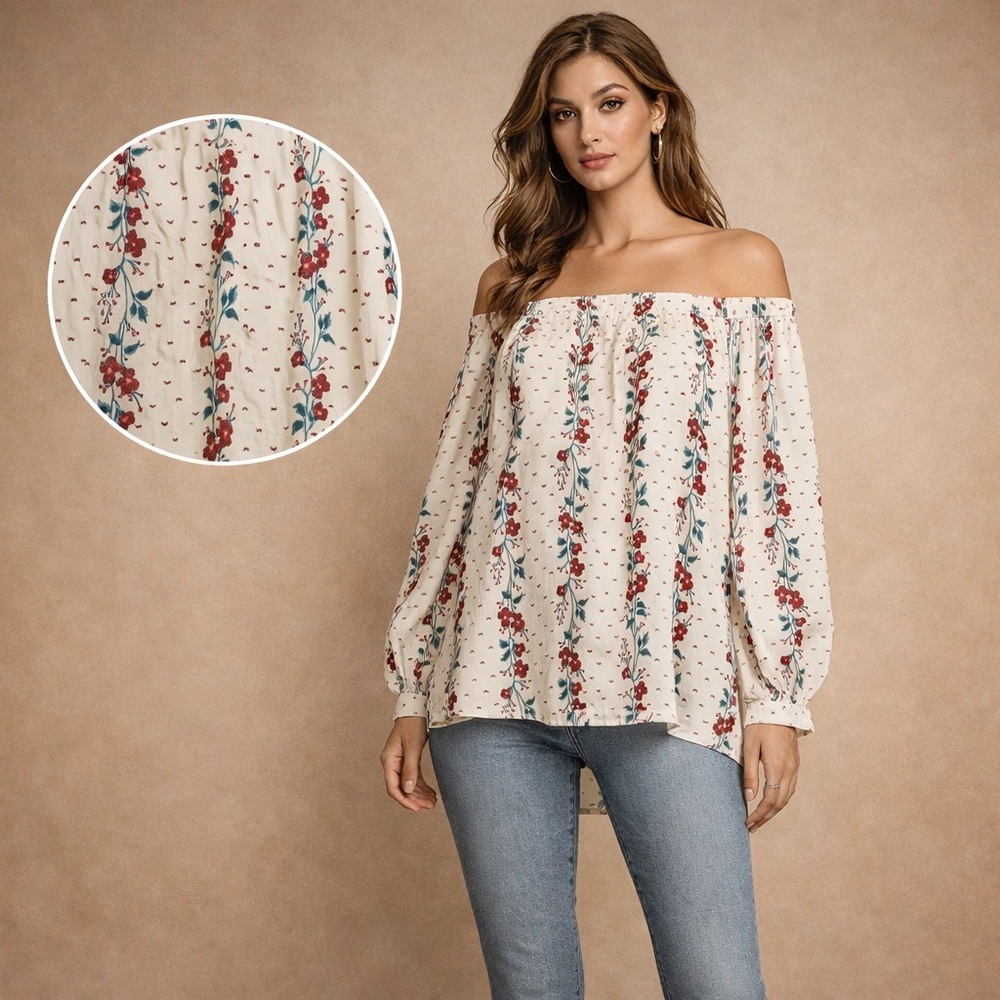 Old Navy Floral Boho Peasant Blouse Cottagecore Puff Sleeve Top Size L